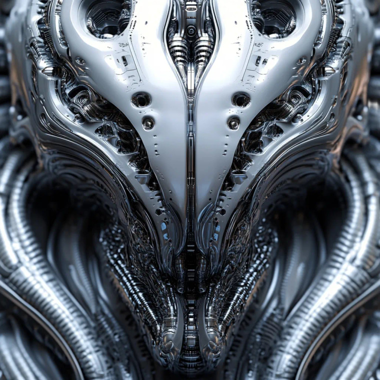 Giger-Inspired Biomech Logo Vinyl Car Decal Sticker – Waterproof & UV-Resistant 8"