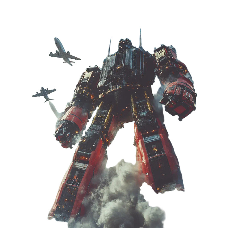 Twin Towers Megazord Vinyl Car Decal Sticker – Waterproof & UV-Resistant 8"