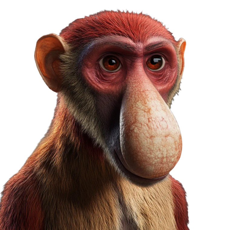 Red Proboscis Monkey Vinyl Car Decal Sticker – Waterproof & UV-Resistant 8"