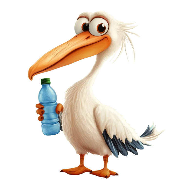 Cartoon Pelican Bottle Vinyl Car Decal Sticker – Waterproof & UV-Resistant 8"