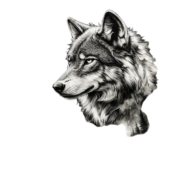 Wolf Moon Drawing Vinyl Car Decal Sticker – Waterproof & UV-Resistant 8"