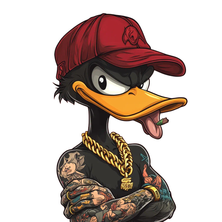 Tattooed Daffy Duck Vinyl Car Decal Sticker – Waterproof & UV-Resistant 8"