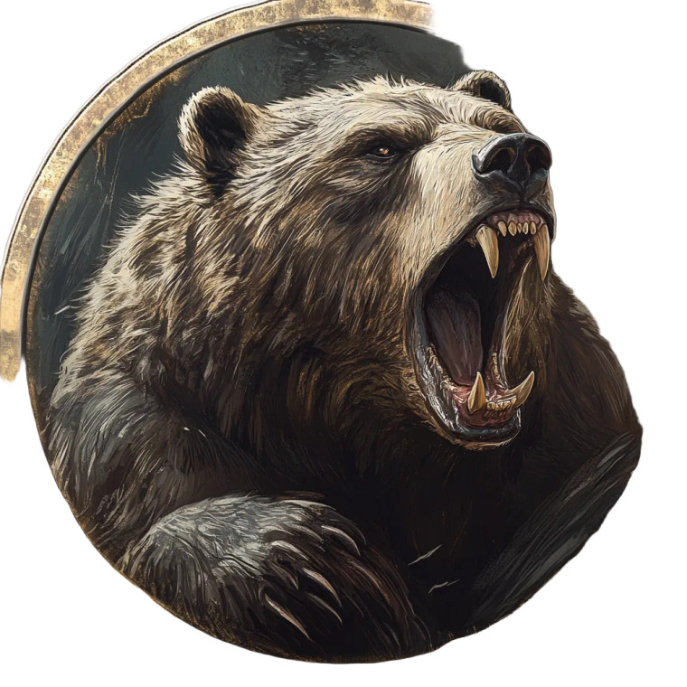 Angry Bear Token Vinyl Car Decal Sticker – Waterproof & UV-Resistant 8"