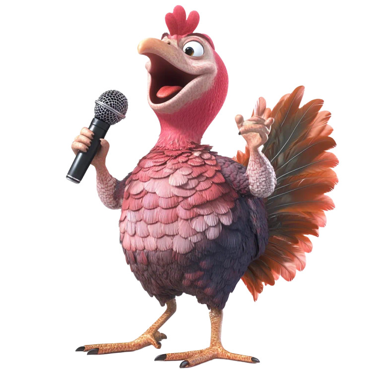 Singing Turkey Cartoon Vinyl Car Decal Sticker – Waterproof & UV-Resistant 8"