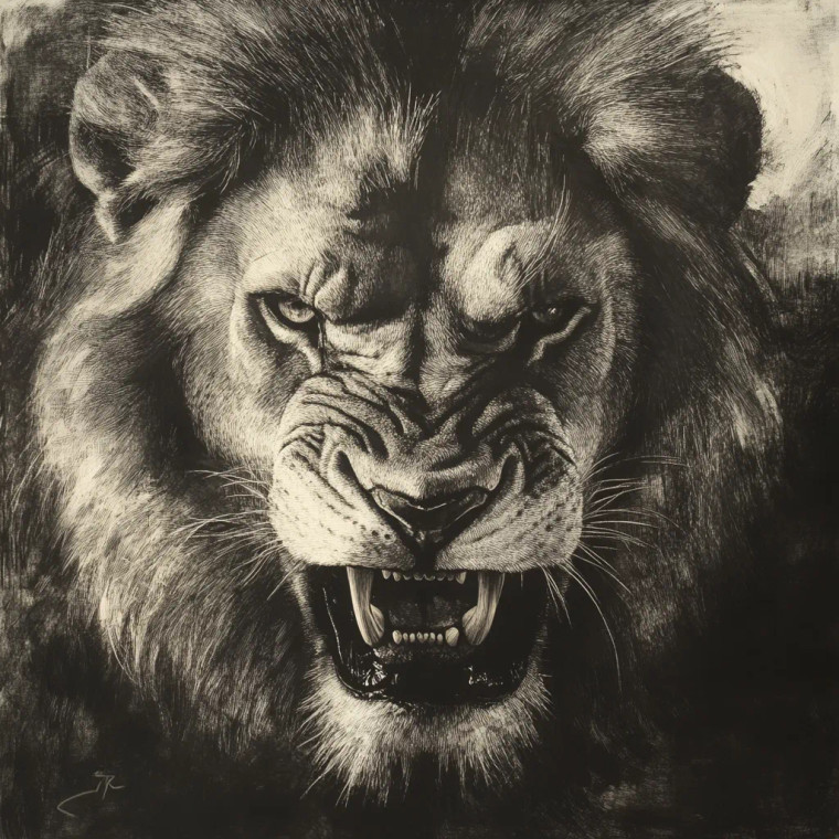 Grimacing Lion Vinyl Car Decal Sticker – Waterproof & UV-Resistant 8"