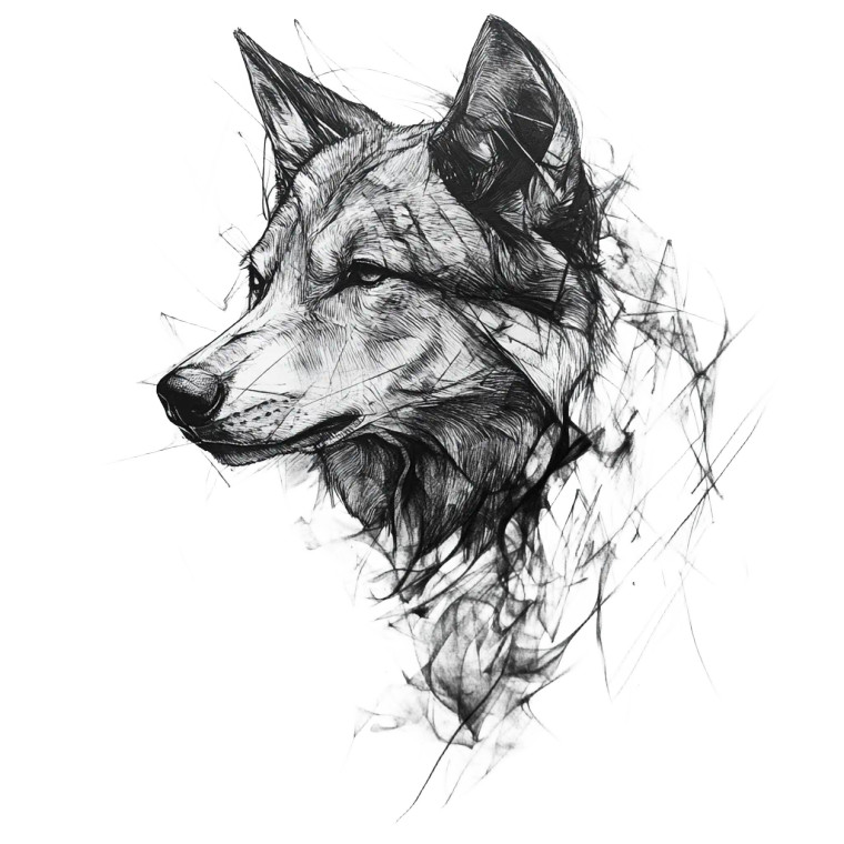 Abstract Wolf Drawings Vinyl Car Decal Sticker – Waterproof & UV-Resistant 8"