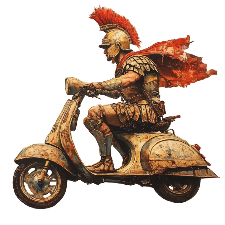 Roman On Vespa Vinyl Car Decal Sticker – Waterproof & UV-Resistant 8"