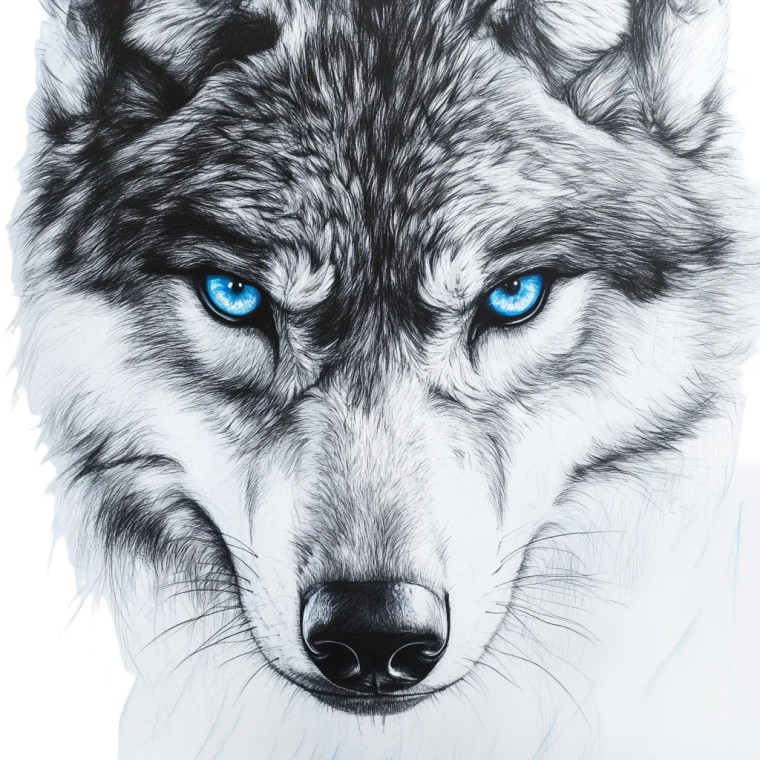Blue-Eyed Wolf Sketch Vinyl Car Decal Sticker – Waterproof & UV-Resistant 8"