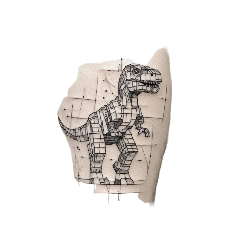 T-Rex Lego Tattoo Vinyl Car Decal Sticker – Waterproof & UV-Resistant 8"