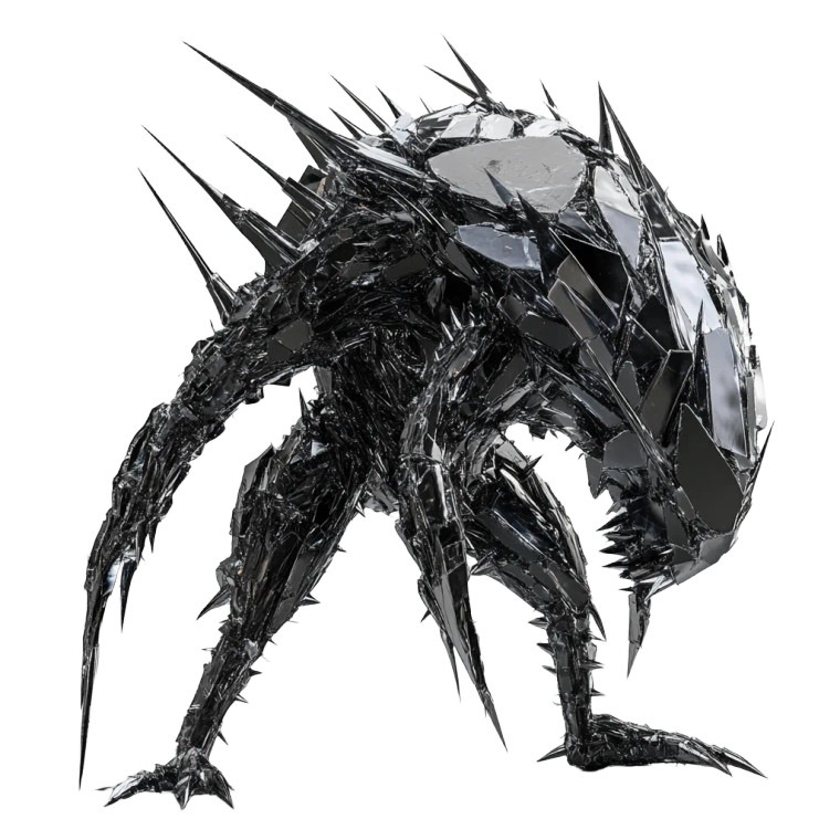 Black Glass Spiked Creature Vinyl Car Decal Sticker – Waterproof & UV-Resistant 8"