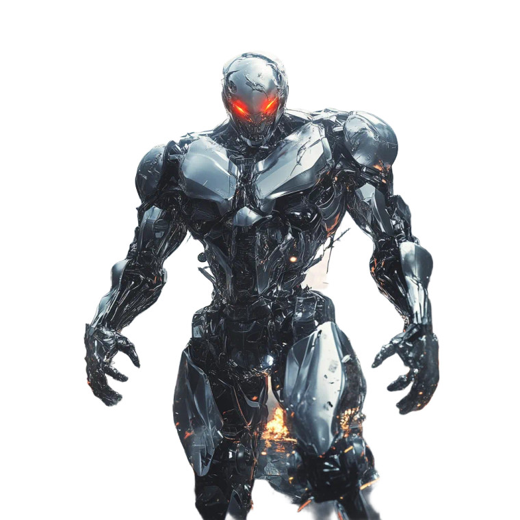 Silver Battle Robot Vinyl Car Decal Sticker – Waterproof & UV-Resistant 8"