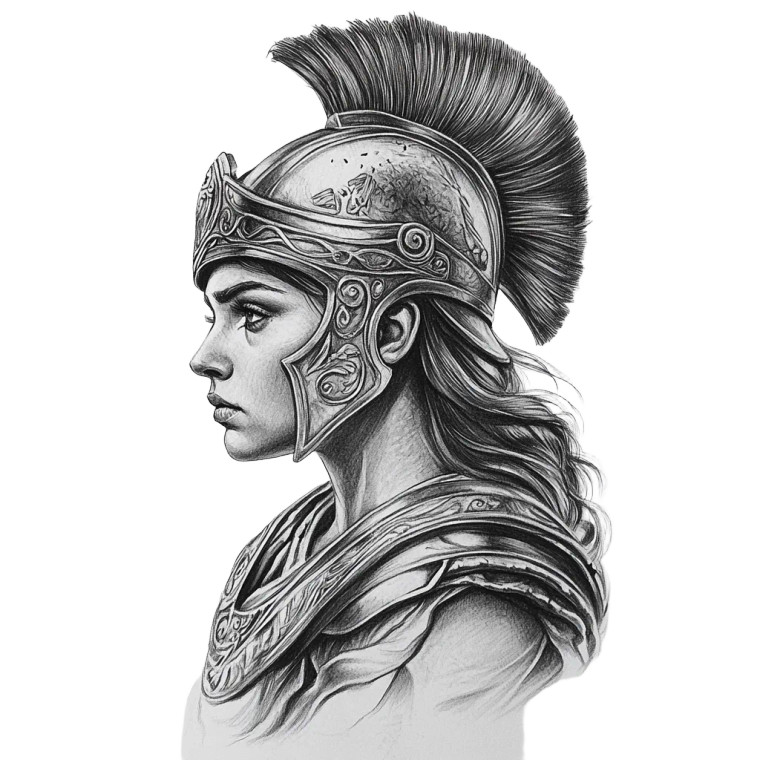 Athena Tattoo Design Vinyl Car Decal Sticker – Waterproof & UV-Resistant 8"