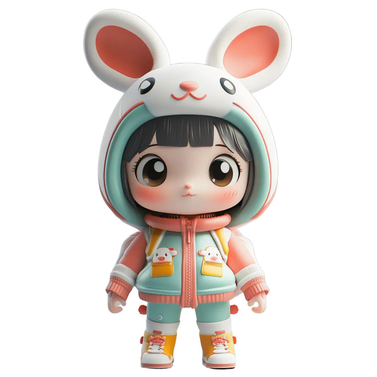 Cute Rabbit Hat Girl Vinyl Car Decal Sticker – Waterproof & UV-Resistant 8"