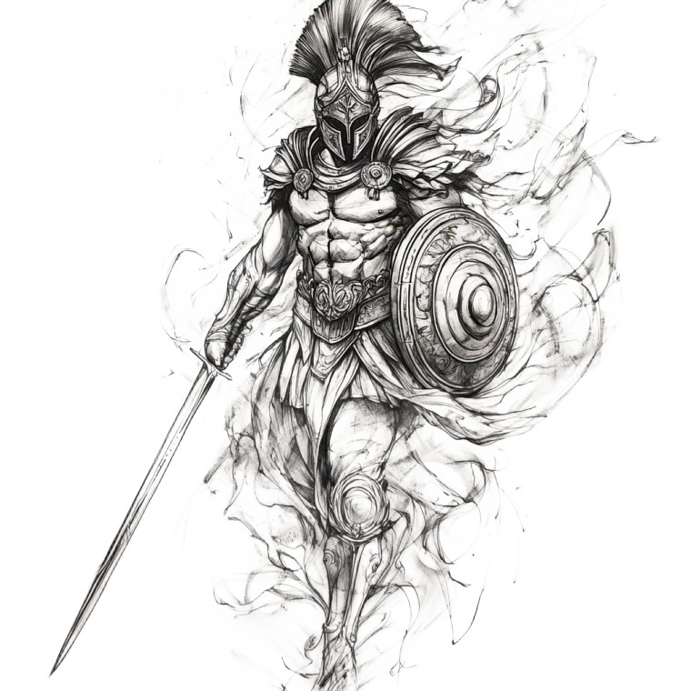 Ares Battle Tattoo Vinyl Car Decal Sticker – Waterproof & UV-Resistant 8"