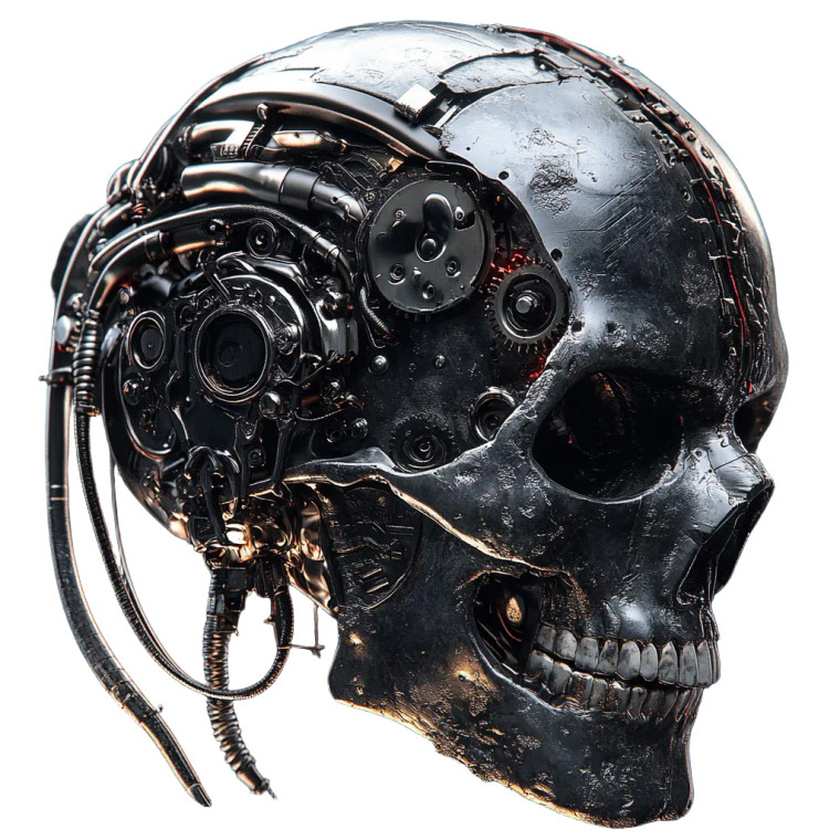 Biomechanical Cyber Skull Vinyl Car Decal Sticker – Waterproof & UV-Resistant 8"