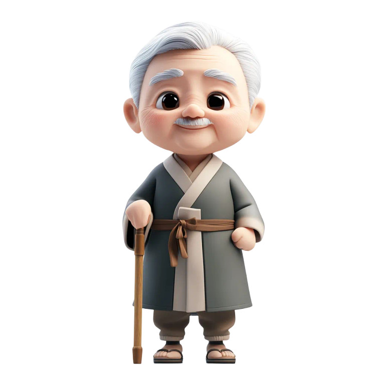 Kind Elderly With Cane Vinyl Car Decal Sticker – Waterproof & UV-Resistant 8"