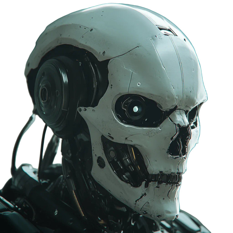 Sci-Fi Robot Skull Vinyl Car Decal Sticker – Waterproof & UV-Resistant 8"