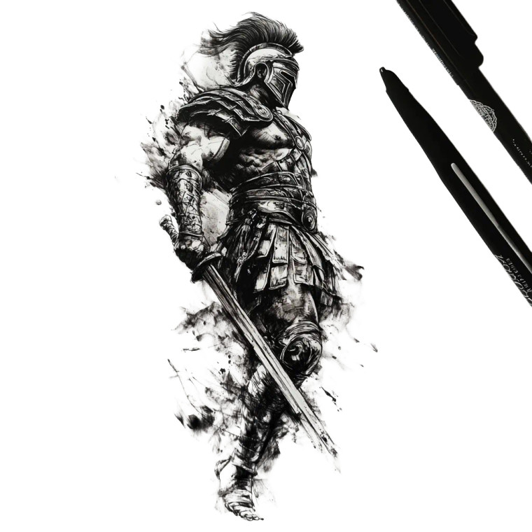 Victorious Gladiator Tattoo Vinyl Car Decal Sticker – Waterproof & UV-Resistant 8"