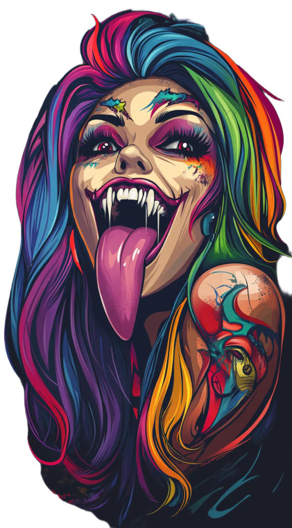Colorful Demon Portrait Vinyl Car Decal Sticker – Waterproof & UV-Resistant 8"