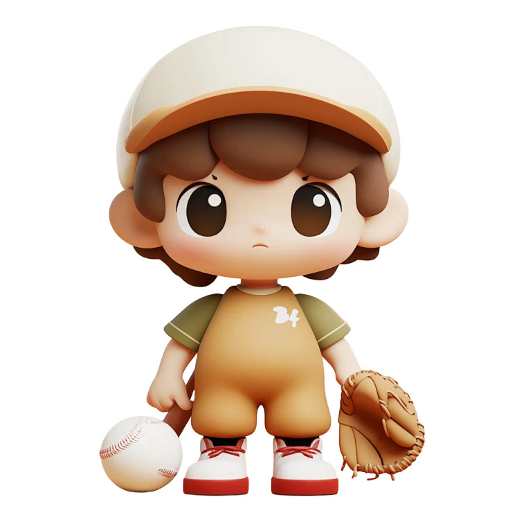 Chibi Baseball Fan Vinyl Car Decal Sticker – Waterproof & UV-Resistant 8"