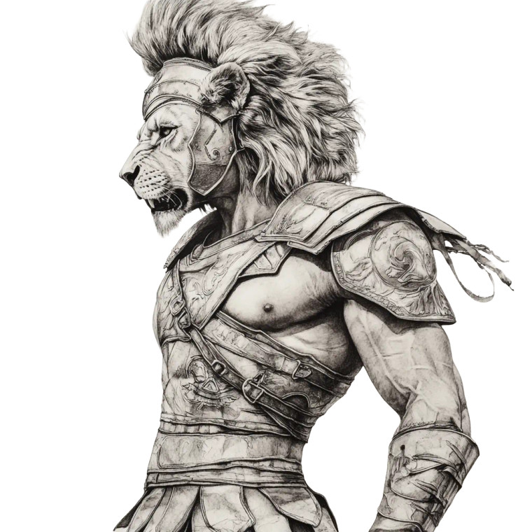 Lion-Headed Gladiator Vinyl Car Decal Sticker – Waterproof & UV-Resistant 8"