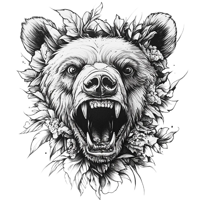 Bear Skull Tattoo V2 Vinyl Car Decal Sticker – Waterproof & UV-Resistant 8"