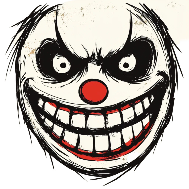 Evil Clown Smiley Vinyl Car Decal Sticker – Waterproof & UV-Resistant 8"