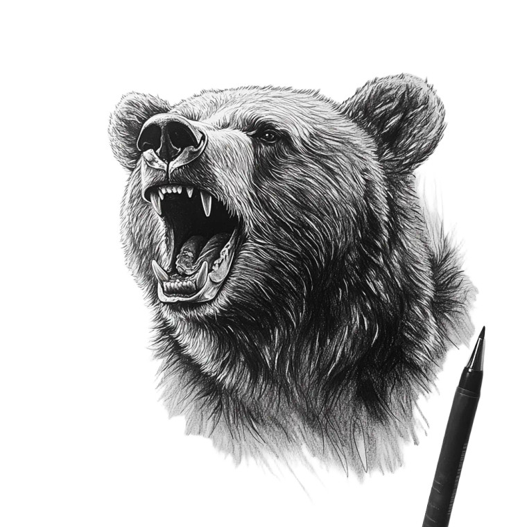 Realistic Bear Drawing Vinyl Car Decal Sticker – Waterproof & UV-Resistant 8"