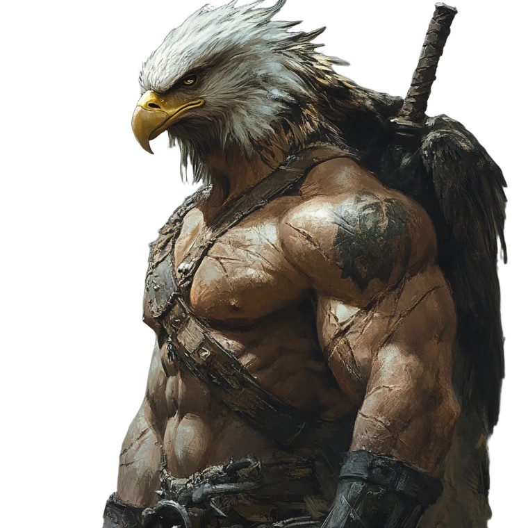 Eagle-Headed Barbarian Vinyl Car Decal Sticker – Waterproof & UV-Resistant 8"