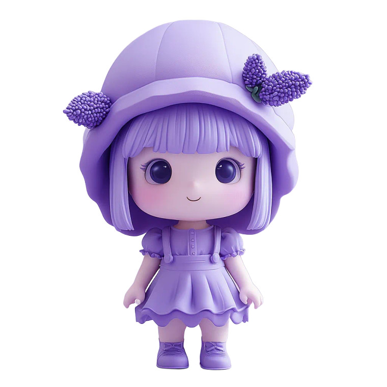 Lavender Girl Toy Vinyl Car Decal Sticker – Waterproof & UV-Resistant 8"