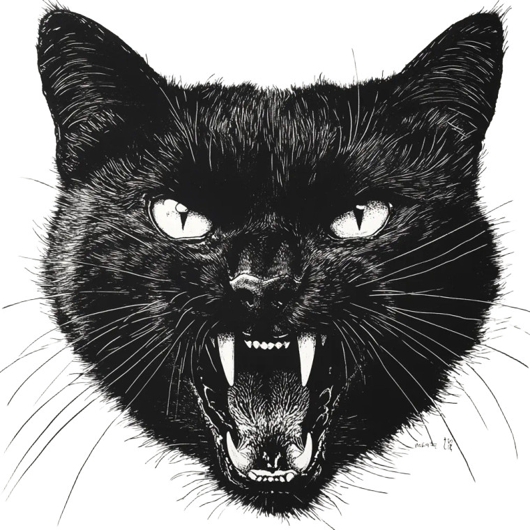 Hissing Cat Drawing Vinyl Car Decal Sticker – Waterproof & UV-Resistant 8"