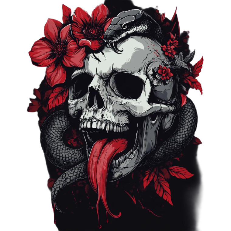 Skull Flower T-Shirt Vinyl Car Decal Sticker – Waterproof & UV-Resistant 8"
