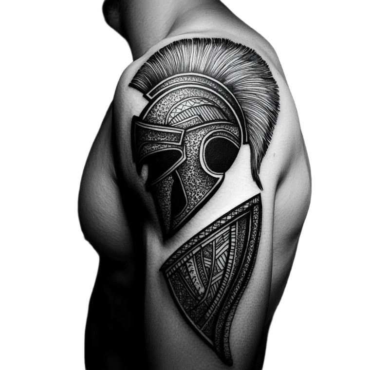 Spartan Helmet Tattoo V11 Vinyl Car Decal Sticker – Waterproof & UV-Resistant 8"