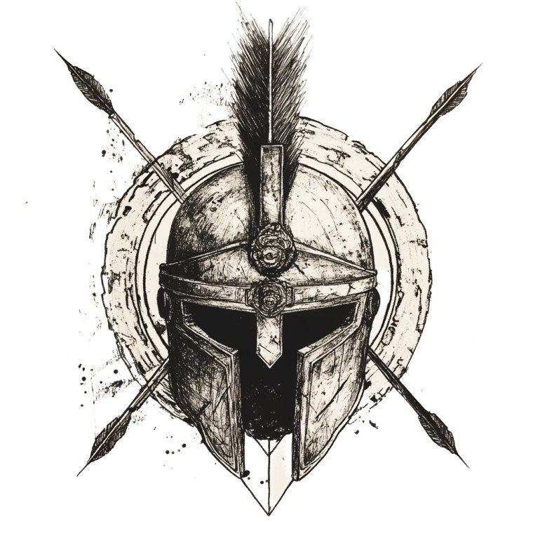 Gladiator Helmet Sketch Vinyl Car Decal Sticker – Waterproof & UV-Resistant 8"