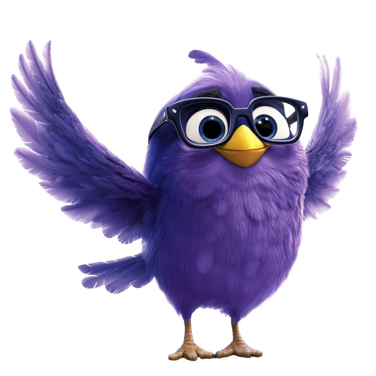 Purple Bird Glasses Vinyl Car Decal Sticker – Waterproof & UV-Resistant 8"