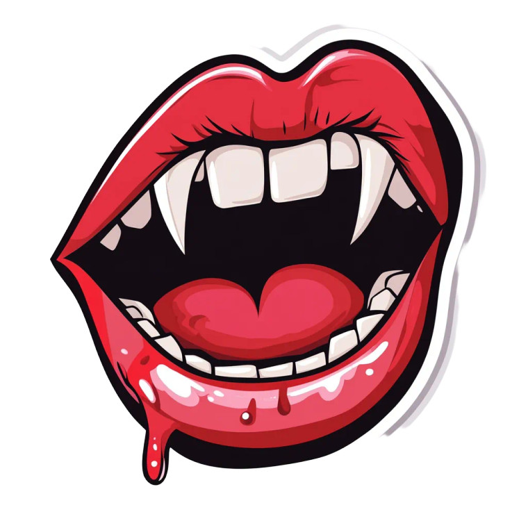 Vampire Mouth Sticker V3 Vinyl Car Decal Sticker – Waterproof & UV-Resistant 8"
