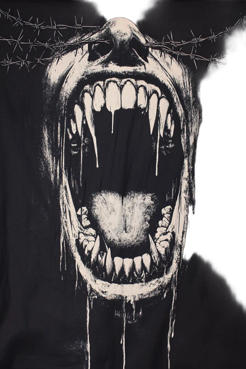 Fanged Mouth Tee V2 Vinyl Car Decal Sticker – Waterproof & UV-Resistant 8"