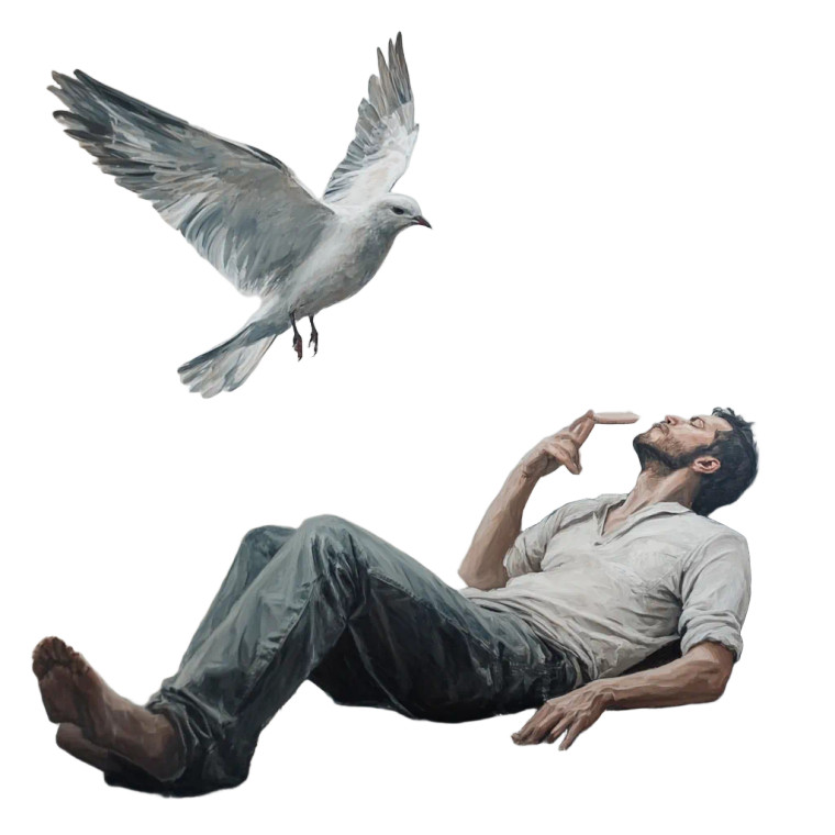 Flying Bird And Man Vinyl Car Decal Sticker – Waterproof & UV-Resistant 8"