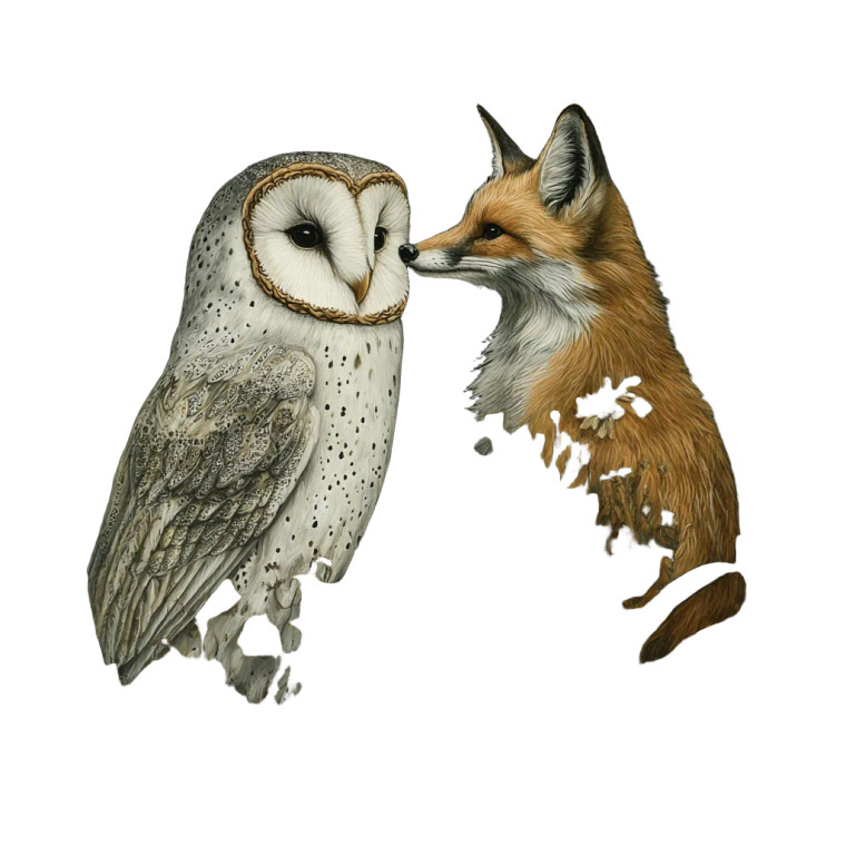 Owl Fox Tarot Vinyl Car Decal Sticker – Waterproof & UV-Resistant 8"