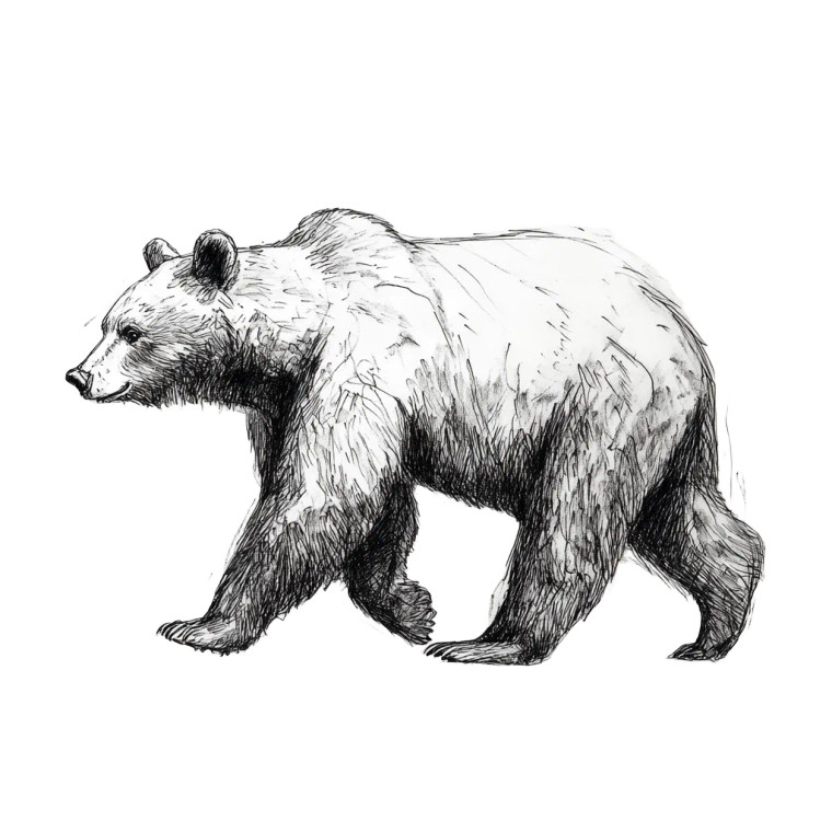 Walking Bear Sketch Vinyl Car Decal Sticker – Waterproof & UV-Resistant 8"