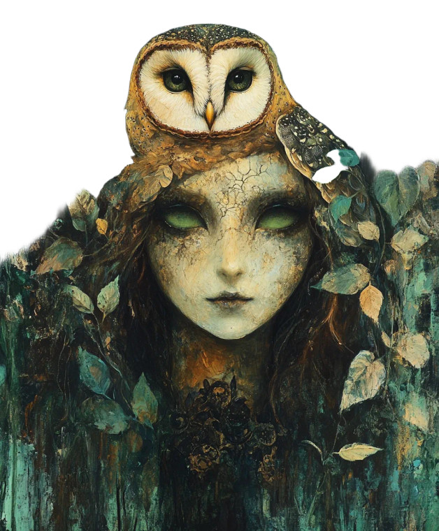 Mystical Owl Woman Vinyl Car Decal Sticker – Waterproof & UV-Resistant 8"