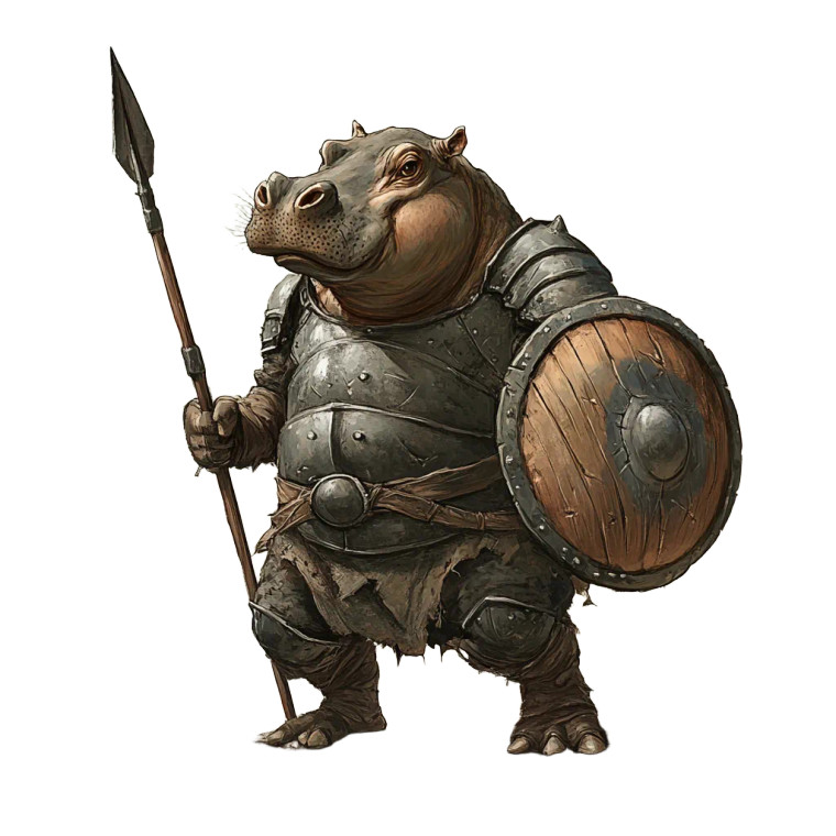 Armoured Hippo Warrior Vinyl Car Decal Sticker – Waterproof & UV-Resistant 8"