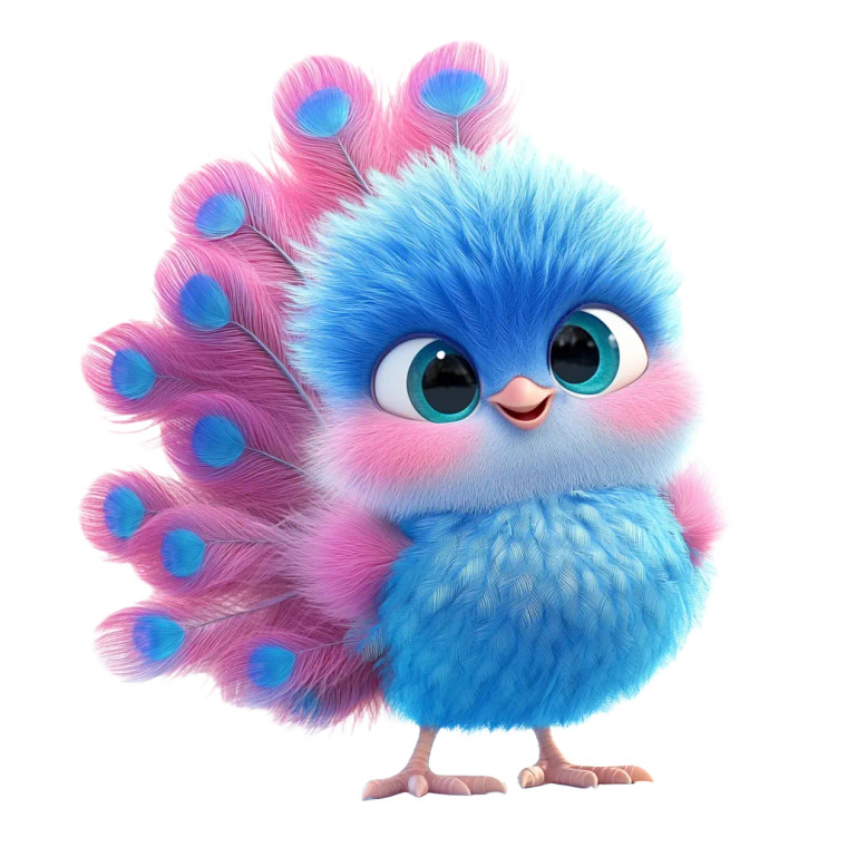 Fluffy Peacock Cartoon Vinyl Car Decal Sticker – Waterproof & UV-Resistant 8"