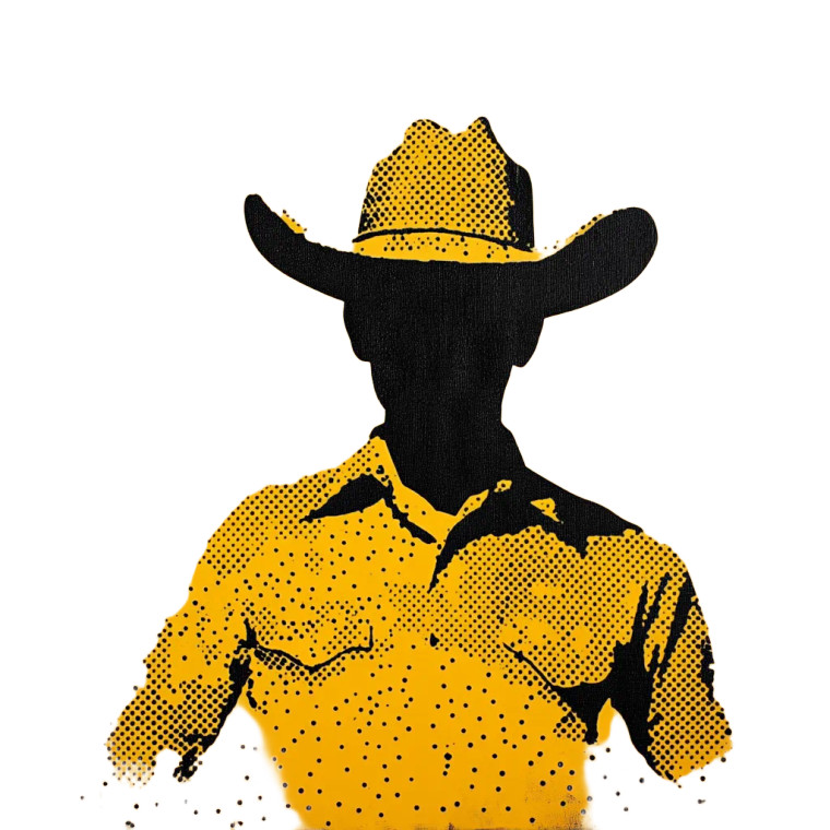 Yellow Cowboy Silhouette Vinyl Car Decal Sticker – Waterproof & UV-Resistant 8"