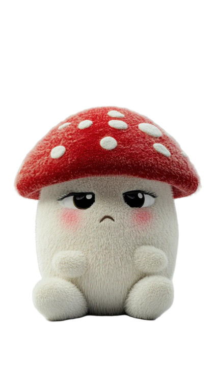 Sad Mushroom Plush Vinyl Car Decal Sticker – Waterproof & UV-Resistant 8"