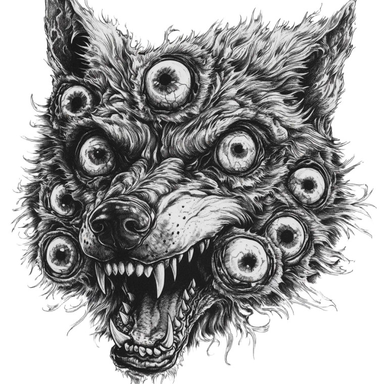 Demonic Wolf Tattoo Vinyl Car Decal Sticker – Waterproof & UV-Resistant 8"