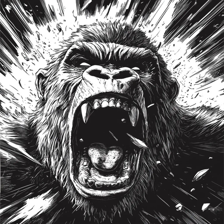 Gorilla Screaming Drawing Vinyl Car Decal Sticker – Waterproof & UV-Resistant 8"