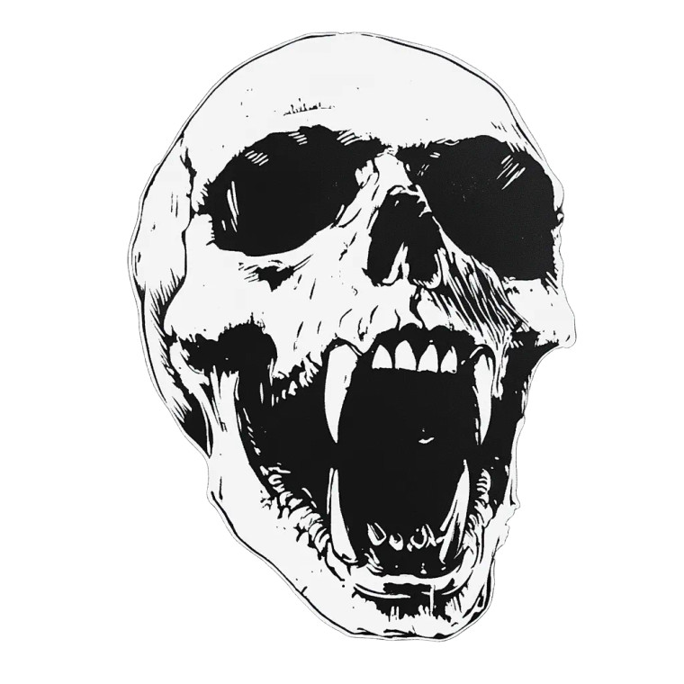 Vampire Skull Linocut Vinyl Car Decal Sticker – Waterproof & UV-Resistant 8"