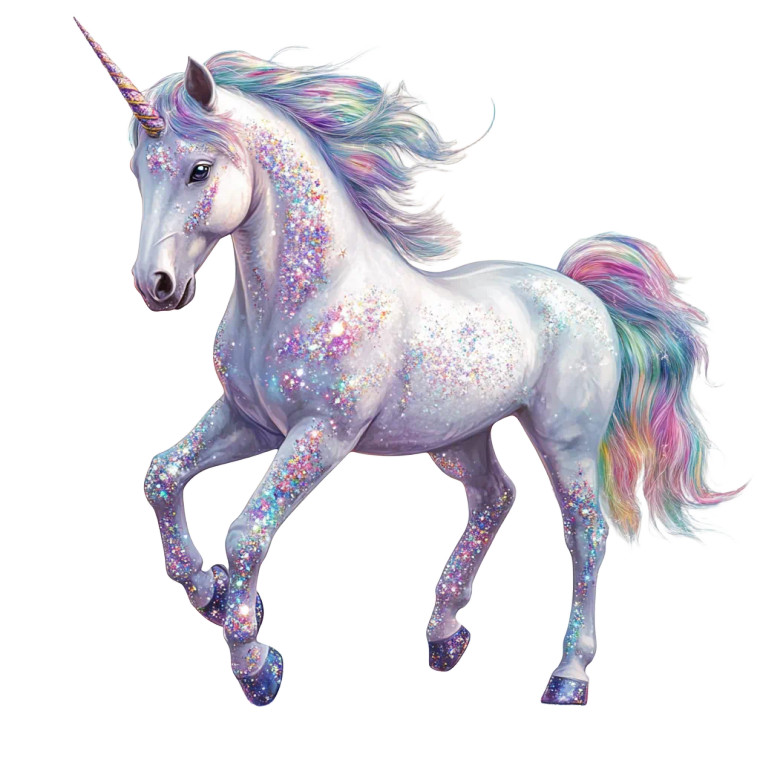Sparkling Colorful Unicorn Vinyl Car Decal Sticker – Waterproof & UV-Resistant 8"