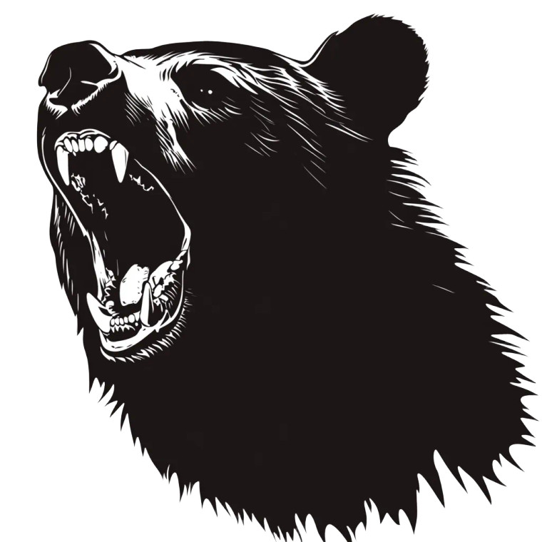 Roaring Bear Silhouette V2 Vinyl Car Decal Sticker – Waterproof & UV-Resistant 8"